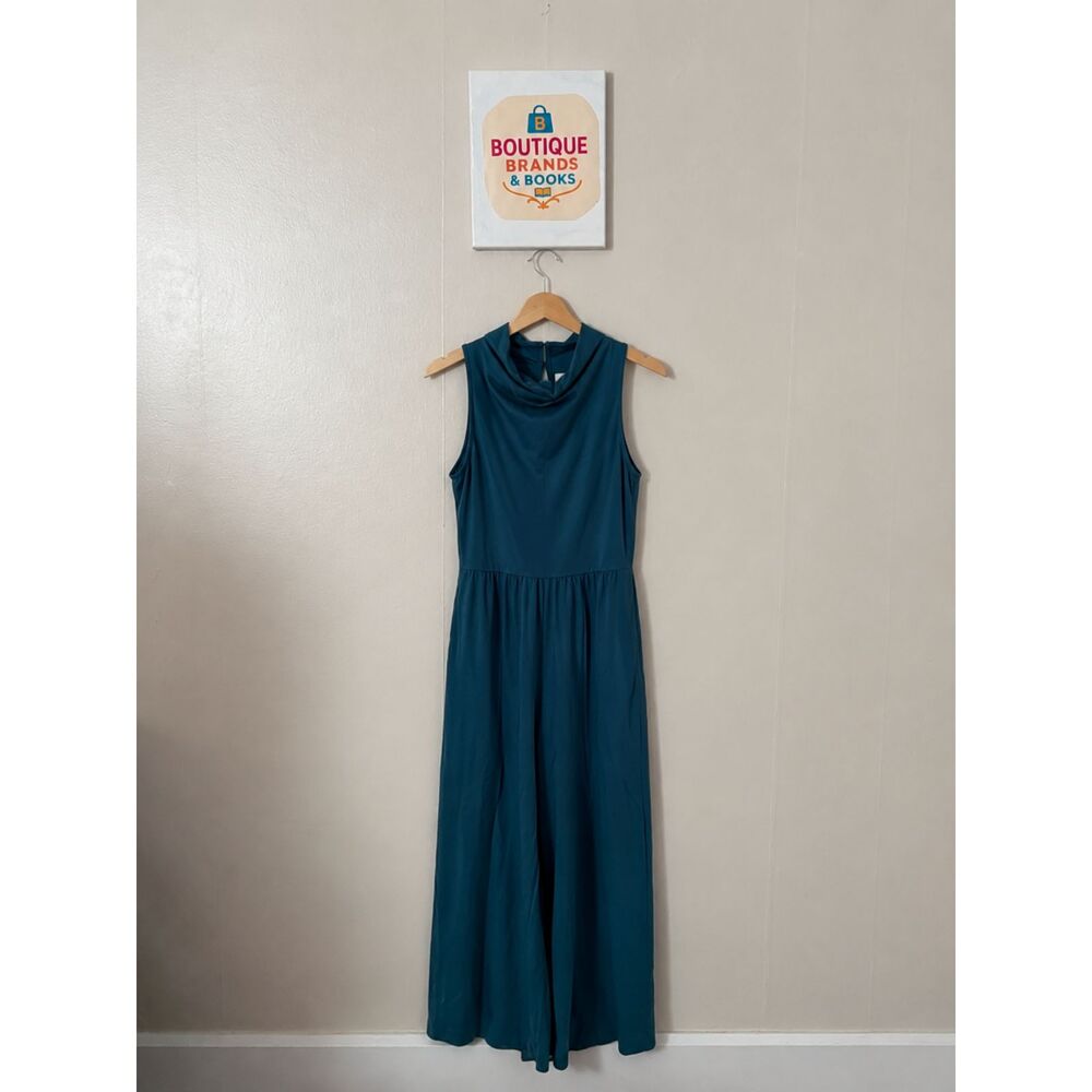 PACT Organic Cotton Wide-Leg High-Rise Cowl-Neck Sleeveless Jumpsuit Size M